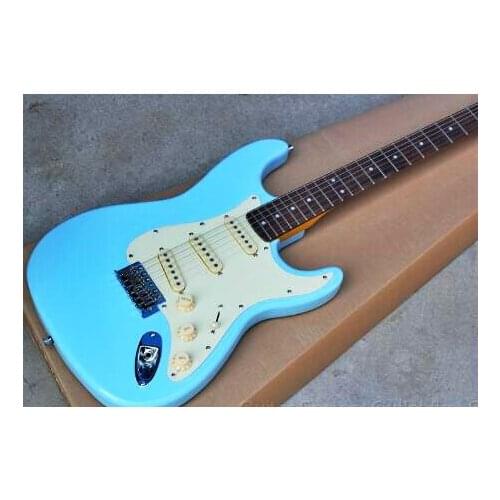 High quality FDST-1031 blue color solid body with white pickguard rodewood fretboard electric guitar, Free shipping