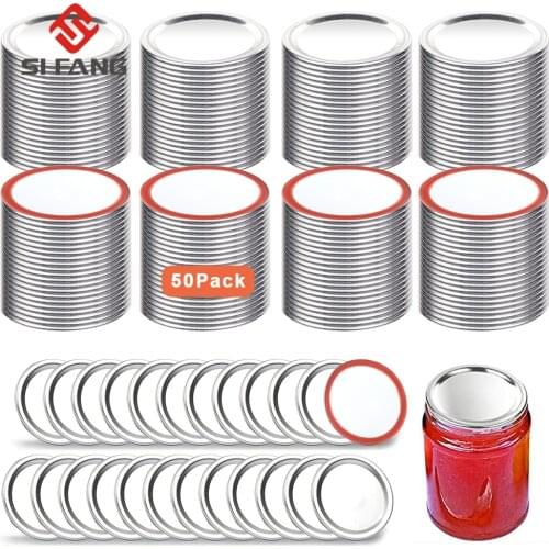 10-100Pcs Regular Mouth 70/86MM Mason Jar Canning Lids, Reusable Leak Proof Split-Type Silver Lids with Silicone Seals Rings