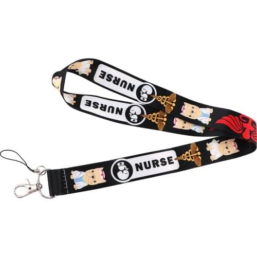 10pcs/lot J2529 Cartoon Cute Dog Nurse Lanyard Keychain keys Badge ID Mobile Phone Rope Accessories Lanyard For Medical Doctor