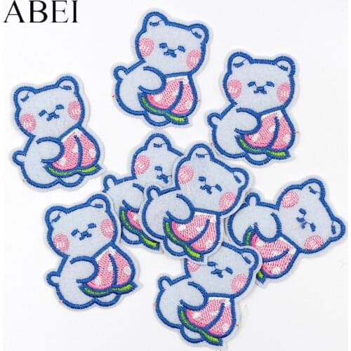 10pcs Cartoon Animal Stickers Iron On Cute Bear Patches Sewing Garments Appliques DIY Jeans Backpacks Hats Badge Decoraition