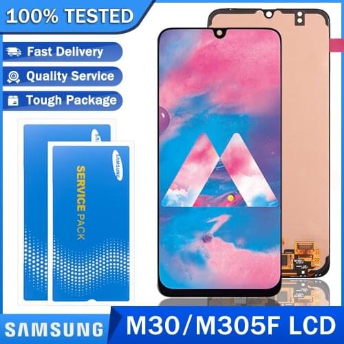 100% Original Dynamic AMOLED LCD Display Touch Screen Digitizer for Samsung Galaxy M30 M305 SM-M305F/DS Repair Parts