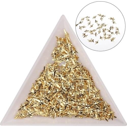 100pcs/lot Gold Zinc Alloy Metal Small Stars UV Gel Art Decoration Set Beads For DIY UV Charms Jewelry Accessories