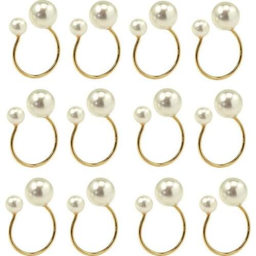 12Pcs Metal Napkin Ring Toast Buckle Napkin Western Table Buckle Napkin Ring Pearl Meal