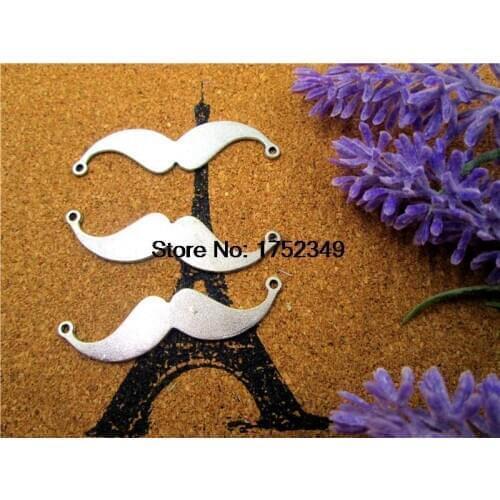 15PCS - Mustache charms,Antique Tibetan Silver Funny Mustache Connector, Pendants/Charms,Jewelry Making 49x12 mm