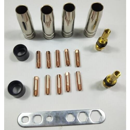 19Pcs 15Ak Binzel torch/spray gun consumable electrode and shield cup and rod tip Mig