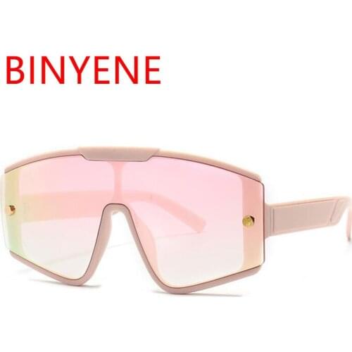 2021 Luxury Brand Womens Sunglasses Pink Mirror Designer Shades Fashion Show Siamese Lens Large Frame Sun Glasses For Men New