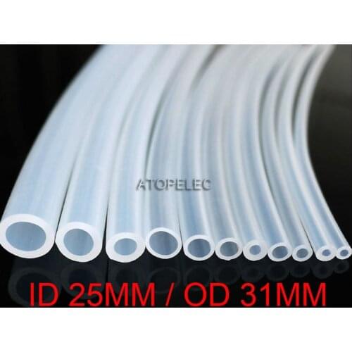 25*31 Flexible Soft Food Grade Silicone Hose Tube Pipe ID_25mm OD_31mm Transparent Clear 180Deg.C
