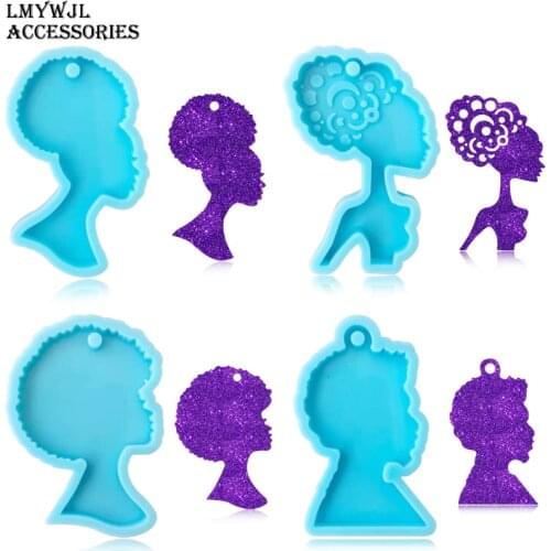 4 Styles/men and Women Keychain Resin Silicone Molds DIY Jewelry Pendants Epoxy Resin Mold Jewelry Molds for Resin Casting