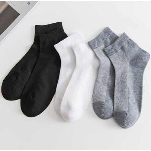 5/3Pair Summer Men Mesh Ankle Socks Solid Socks Cotton Blends Low Cut Socks Casual Business Comfortable Breathable Socks