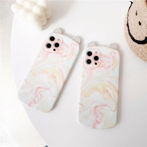 Retro dream ink smoke art Cat ear Japanese Phone Case For iPhone 11 12 Pro Max Xs Max XR XS 7 8 Plus 7Plus case Cute Soft Cover