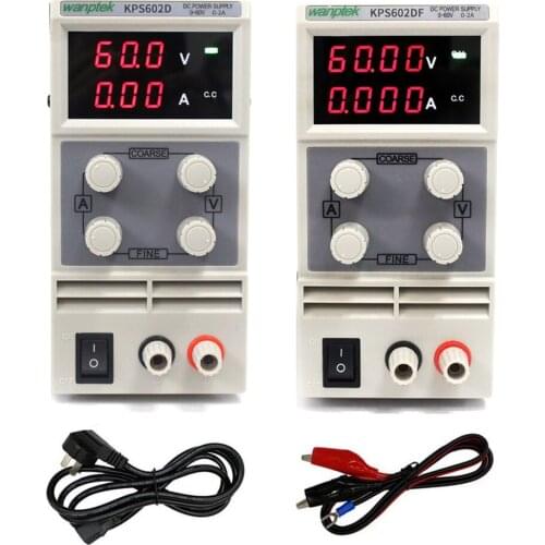 KPS602D/DF Digital DC Power Supply 60V 2A Adjustable Switching Regulated Power Supply Digital With Alligator Leads lab Equipment
