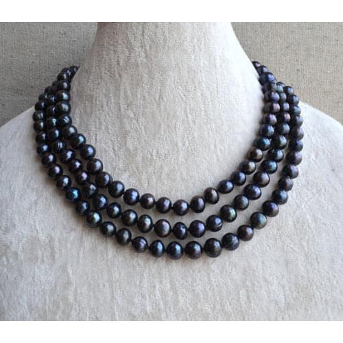 New Arrival Favorite Black Pearl Long Necklace 8-9mm Genuine Freshwater Pearl Birthday Handmade Fine Jewelry Lady Gift