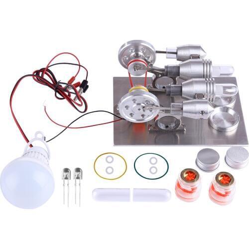 Double Cylinder Stirling Engine Model Kits Physics Science Experiment DIY Model Building Kits Toys For Children