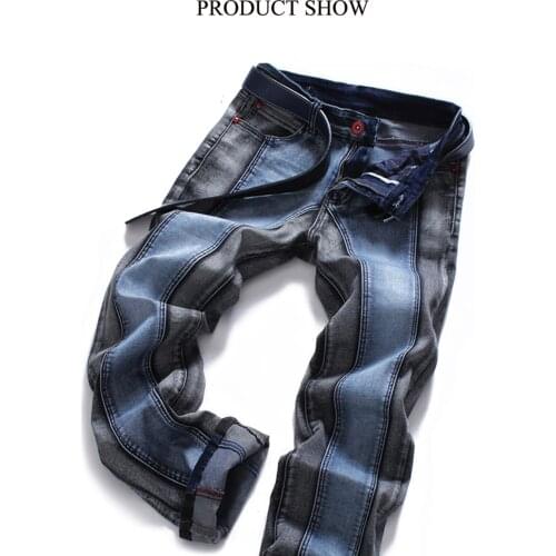 Fashion Denim Trousers Male Casual Denim Jean Pant Mens Stretch Regular Fit Jeans Business Casual Classic Style Men
