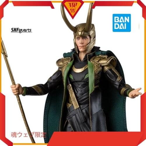 Bandai Original Marvel Movie Marvel Loki The God of Lies Wears Locks Anime Collection Action Figure Model Toy Gift About 15Cm