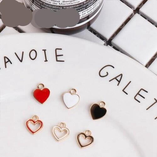 Zinc Alloy Fittings Hollow Caring Mini Enamel Heart Charms 10pcs/lot For DIY Fashion Jewelry Making Finding Accessories