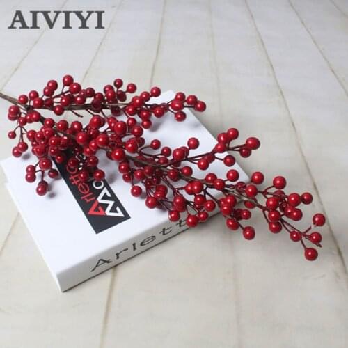 Artificial Fruit Red cherry Tree branches berry artificial flower for home decoration christmas flowers