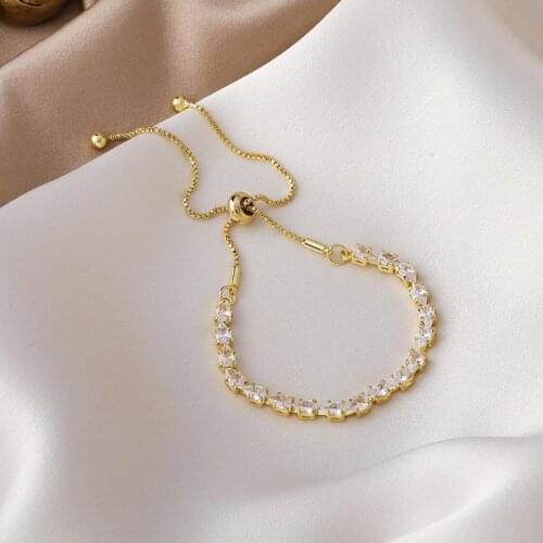 Korean Fashion Bracelets On Hand Beads Vintage Geometric Zircon Adjustable Fancy Bracelets for Women Jewelry