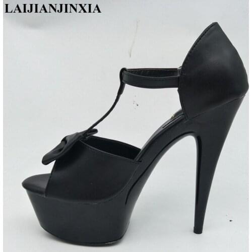 LAIJIANJINXIA New Summer Womens Sexy Platform High heel Shoes 15cm pole dancing Sandals 6 inch Exotic Dancer shoes Wholesale