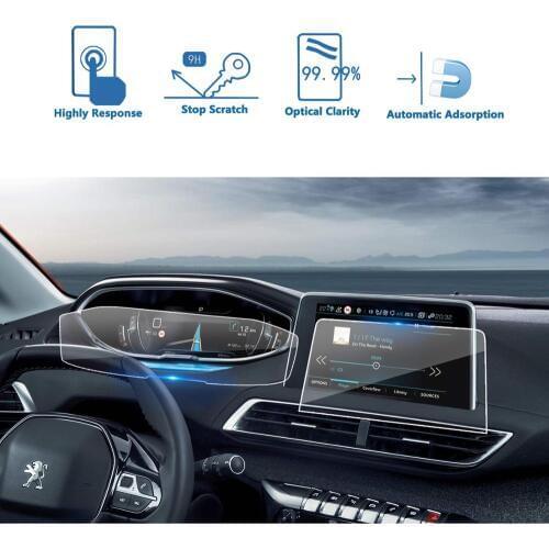 LFOTPP For 3008 GT/5008 GT 8Inch+12.3Inch 2018 Car Navigation And LCD Instrument Display Screen Tempered Glass Protector Film