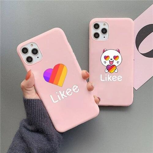 Likee Funny cat bear love heart cute Phone Case Candy Color for iPhone 11 12 mini pro XS MAX 8 7 6 6S Plus X 5S SE 2020 XR