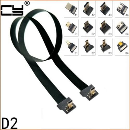 Micro HDMI-compatibe Up angle toHDMI Micro Type-D Up Down male Female HD Flat FPC Cable for GH4 GoPro BMPCC A5000 A6000 A7R A7S