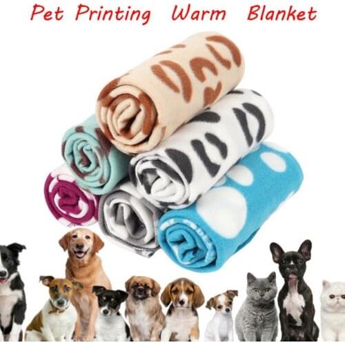 Lovely Paw Bone Print Pet Dogs Cats Bed Mat Blanket Soft Winter Warm Fleece Design Pet Puppy Bed Pet Product