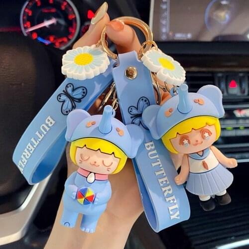 Cartoon Epoxy Baby Elephant Keychain Creative Trend Cute Animal Keyring Couple Women Bag Car Key Chains Gift