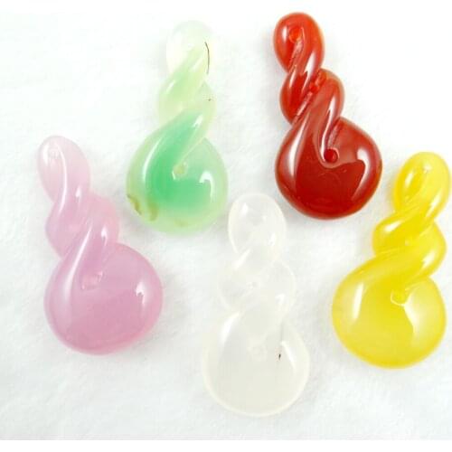 Natural Gem stone Quartz crystal Chalcedony Onyx Ruyi pendant for diy jewelry Making necklace Accessories 5Pcs