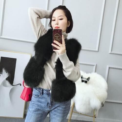 Real Vest Winter Women Clothes Warm Slim Sleeveless Short Fox Fur Vests Coats Manteau Femme Hiver ZL553