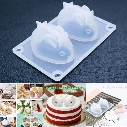 NOT AS LONG diy two-linked rabbit epoxy mold mirror animal rabbit stereo mold decoration mirror table creative jewelry