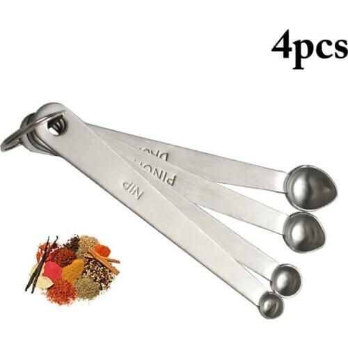 4pcs Measuring Spoons Stainless Steel Spice Kitchen Baking Seasoning Measure Scoop Set Metal Coffee Spoon Kitchen Tools