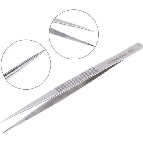 16/18cm Long Tweezer Stainless Steel Electronic Point Tip Straight Tweezer Tool