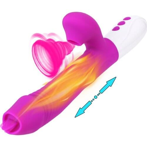 Sucking Clitoral Stimulator Heating G-spot Vagina Dildos Tongue Vibrator Telescopic Rotating Dildo Vibrator