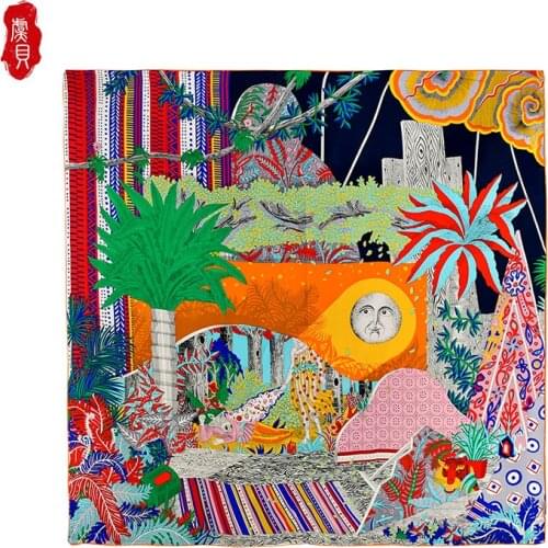 Colorful natural silk scarves women 110cm big square bandana spring and summer hijab 100% real silk scarf beach shawl wrap lady