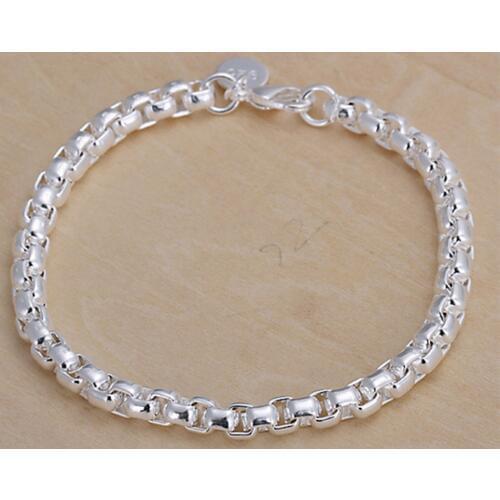 Sterling silv Simple Silver Bracelet Charms Crystal Bracelet Femme Silver Chain Bracelets for Women Jewelry Bijoux Gift S046