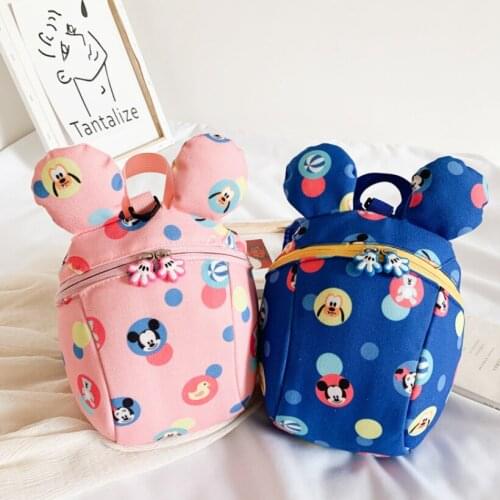 Disney Cartoon Bag Baby Boys Girls Minnie Red Handbag Mickey Mouse Children Cute Schoolbag Anti-lost Backpack
