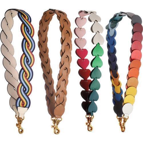 Estelle Wang Genuine Leather Belt Bag Parts Accessories Collision Color Rainbow Wide Shoulder Strap Bag Diy Bag Accessories