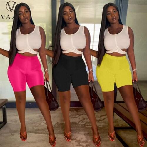 VAZN 2021 New Parity Free Energy Tracksuits Sexy Young Daily Tank Sleeve Short Pants Slim Women 2 Piece Set Women Wear