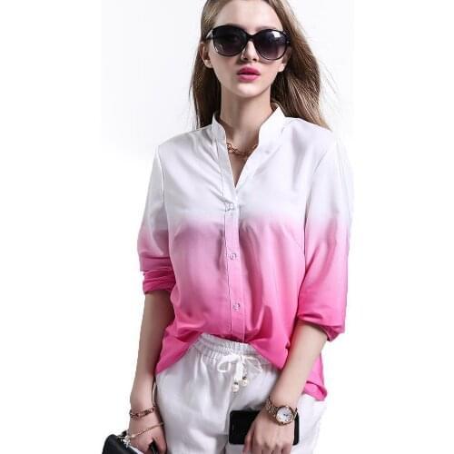 2021 Spring Europe and America New Womens Commuter Womens Shirt Gradient All Match