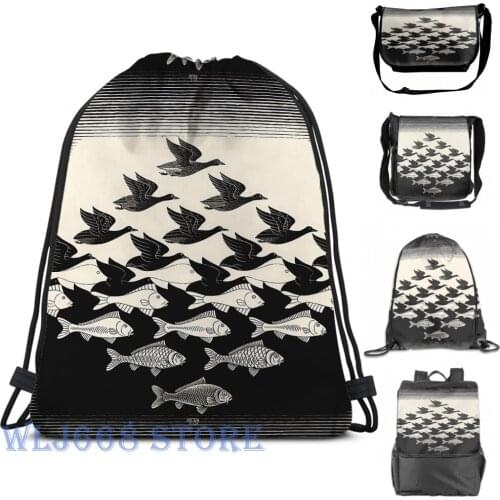Funny graphic print shoulder Bags women Sky and Water I - Maurits Cornelis Escher Single shoulder backpack travel men