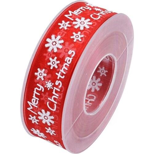 10/20Meters 25mm Christmas Decoration Organza Ribbon Printed Merry Christmas Ribbons for Christmas Decoration DIY Gift Wrapping