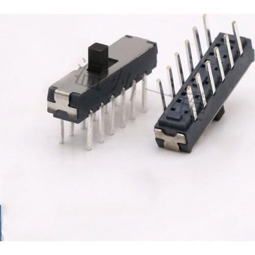 10pcs Mini small toggle double row 12pins 2gears vertical plug-in second gear toggle toy switch MSS-42D01(4P2T)