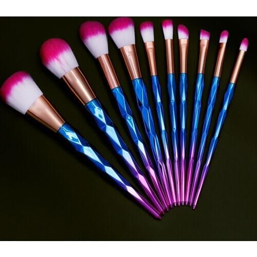 10 Piece Brush Set Diamond Makeup Brushes Set Powder Foundation Eye Shadow Blush Blending Cosmetic Beauty Make Up Brush (#1-#10)