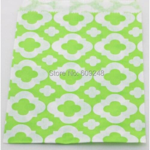 100pcs Mixed Colors Personalized Buffet Candy Treat Lime Green Mod Patterned Paper Party Favor Gift Bags