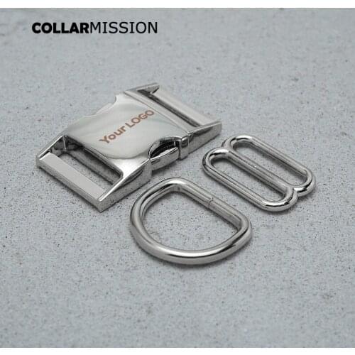 25mm engraving silver Metal Plated Buckle (Metal Buckle+ Adjust Buckle+ D Ring)Backpack Bag Webbing Cat Dog Collar DIY Accessory