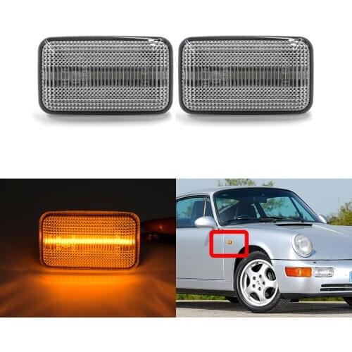 2x Front Amber Led Side Marker Lights For Porsche 911 924 944 959 968 For Audi 100 200 A6 80 90 For VW Caddy Golf I II Passat