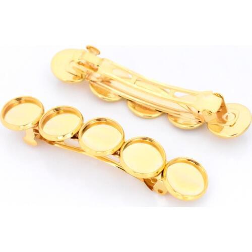 New Fashion 5pcs 12mm With 5 Cameos Gold Color Plated Copper Material Hairpin Hair Clips Hairpin Base Setting Cabochon Cameos