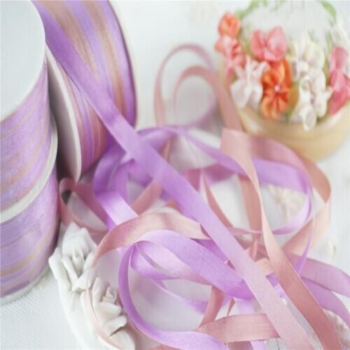 7mm Anya AY-D011 soft variegated 100% silk embroidery ribbon thin taffeta high quality silk ribbon Handcraft