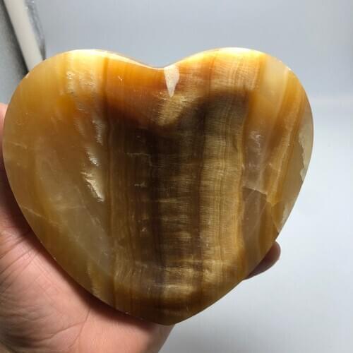 720G natural yellow agate heart-shaped crystal bowl, exquisitely carved